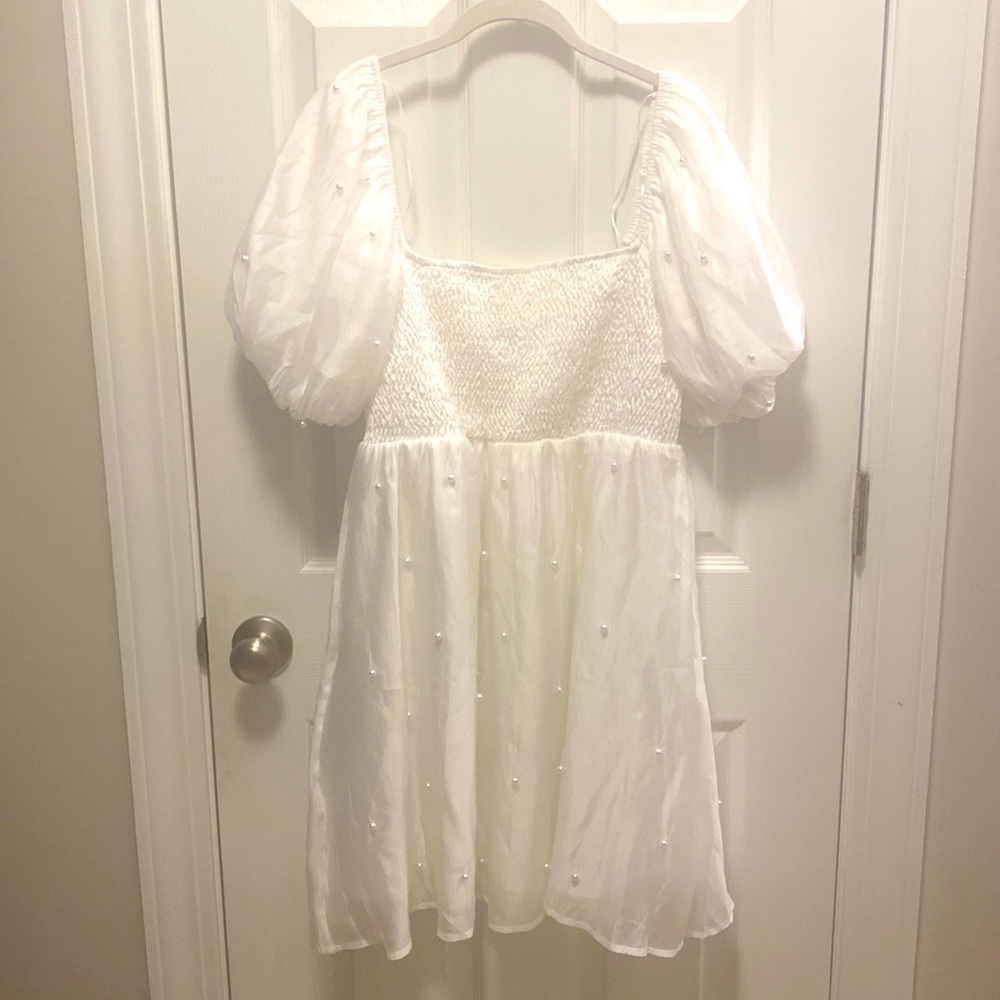 NWOT Pearl Babydoll Smocked Dress. Bridal